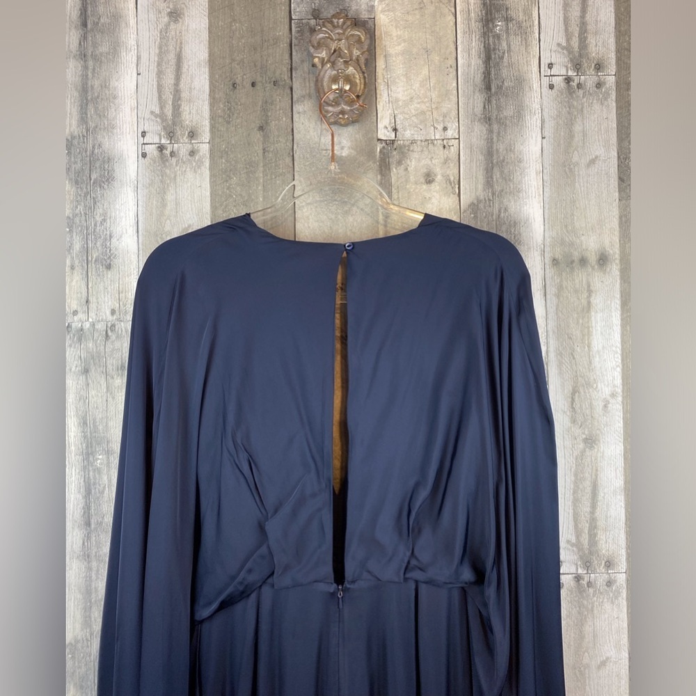 NWT ASOS Edition Satin Cape Sleeve Jumpsuit in Navy Blue Size 2. - Picture 5 of 15